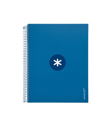 Cuaderno espiral liderpapel a4 micro antartik tapa forrada120h 100 gr horizontal 5 banda4 taladros color azul oscuro