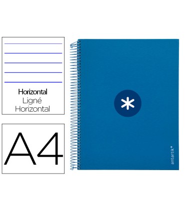 Cuaderno espiral liderpapel a4 micro antartik tapa forrada120h 100 gr horizontal 5 banda4 taladros color azul oscuro