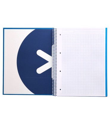 Cuaderno espiral liderpapel a4 micro antartik tapa forrada120h 100 gr cuadro 5mm 5 banda4 taladros color azul marino