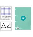 Recambio liderpapel a4 antartik 80 hojas 90g/m2 cuadro 5 mm 4 taladros 1 banda marco color menta