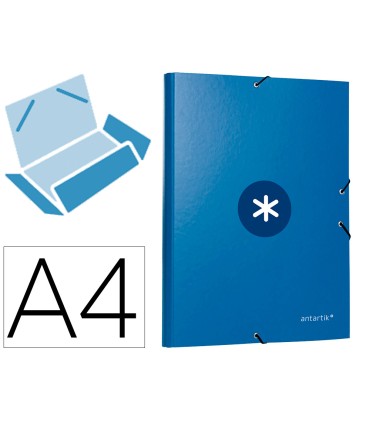 Carpeta liderpapel antartik gomas a4 3 solapas carton forrado azul oscuro