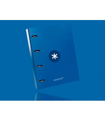 Carpeta con recambio liderpapel antartik a4 cuadro 5mm forrada 4 anillas 25mm redondas color azul marino