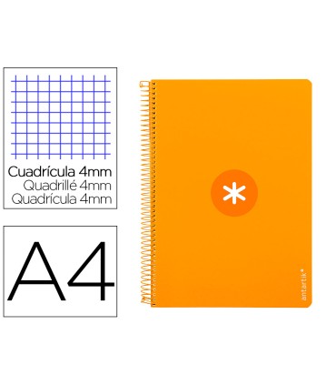 Cuaderno espiral liderpapel a4 antartik tapa dura 80h 90gr cuadro 4mm con margen color mostaza