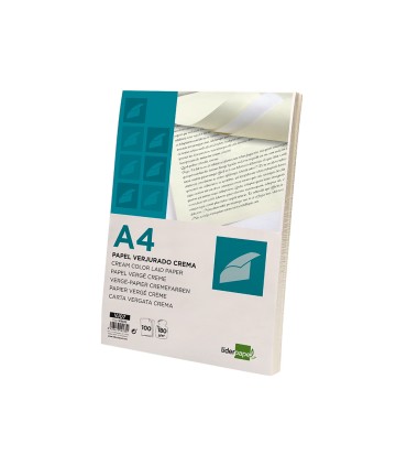 Papel verjurado liderpapel a4 180g m2 crema paquete de 100 hojas