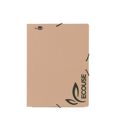 Carpeta liderpapel gomas din a4 3 solapas ecouse cartulina 400 g m2 color kraft marron