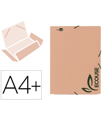 Carpeta liderpapel gomas din a4 3 solapas ecouse cartulina 400 g m2 color kraft marron