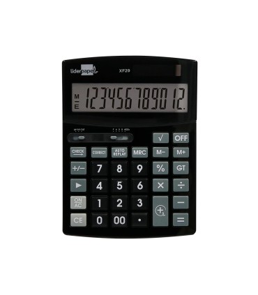 Calculadora liderpapel sobremesa xf29 12 digitos solar y pilas color negro 190x140x30 mm