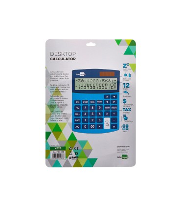 Calculadora liderpapel sobreme sa xf28 12 digitos dos lineas coste venta margen y tasas solar y pilas azul 155x115x25 mm