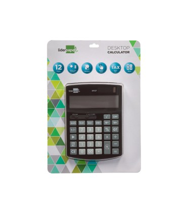 Calculadora liderpapel sobremesa xf27 12 digitos tasas solar y pilas color negro 155x115x25 mm