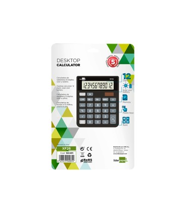 Calculadora liderpapel sobremesa xf26 12 digitos solar y pilas 127x105x24 mm color negro