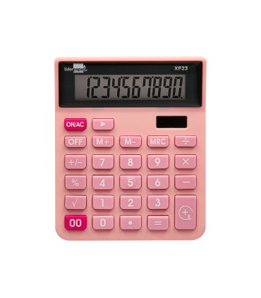 Calculadora liderpapel sobremesa xf23 10 digitos solar y pilas color rosa 127x105x24 mm