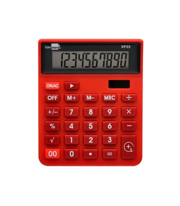 Calculadora liderpapel sobremesa xf22 10 digitos solar y pilas color rojo 127x105x24 mm