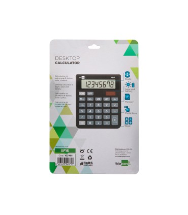 Calculadora liderpapel sobremesa xf16 8 digitos solar y pilas color negro 127x105x24 mm