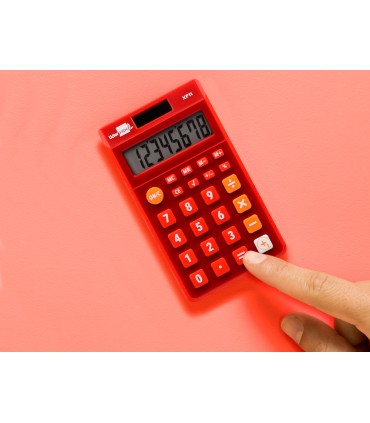 Calculadora liderpapel bolsillo xf11 8 digitos solar y pilas color rojo 115x65x8 mm