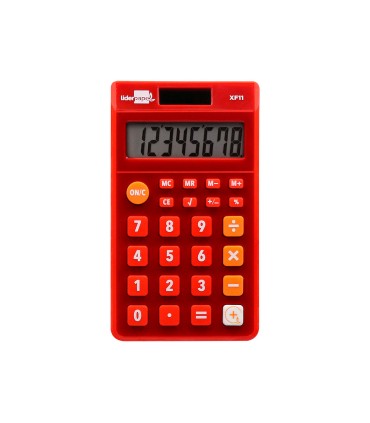 Calculadora liderpapel bolsillo xf11 8 digitos solar y pilas color rojo 115x65x8 mm