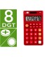 Calculadora liderpapel bolsillo xf11 8 digitos solar y pilas color rojo 115x65x8 mm