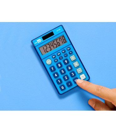 Calculadora liderpapel bolsillo xf09 8 digitos solar y pilas color azul 115x65x8 mm