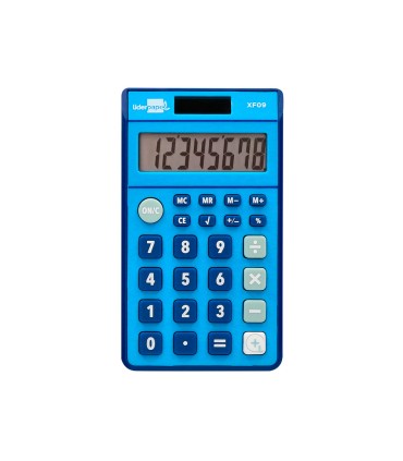 Calculadora liderpapel bolsillo xf09 8 digitos solar y pilas color azul 115x65x8 mm