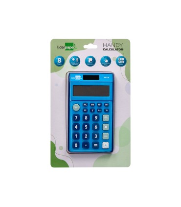 Calculadora liderpapel bolsillo xf09 8 digitos solar y pilas color azul 115x65x8 mm