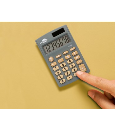 Calculadora liderpapel bolsillo xf07 8 digitos solar y pilas color gris 98x62x8 mm