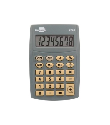 Calculadora liderpapel bolsillo xf03 8 digitos pilas color gris 99x64x9 mm