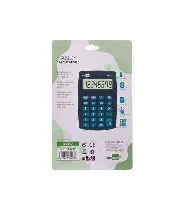 Calculadora liderpapel bolsillo xf02 8 digitos pilas color azul 99x64x9 mm