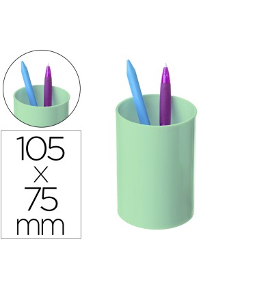 Cubilete portalapices archivo 2000 verde pastel opaco plastico 100 reciclado diametro 75 mm alto 105 mm