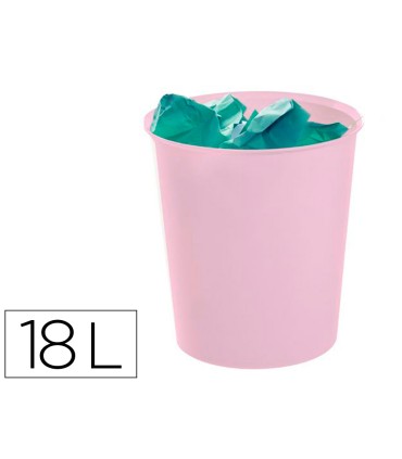 Papelera plastico archivo 2000 ecogreen 100 reciclada 18 litros color rosa pastel