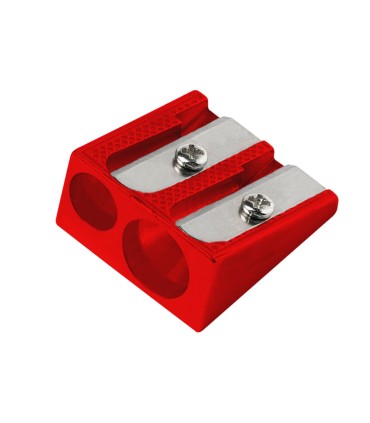 Sacapuntas liderpapel metalico cuna 2 usos color rojo