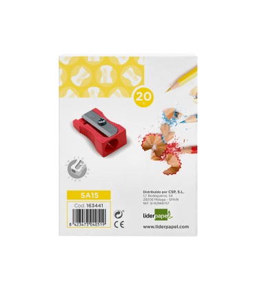 Sacapuntas liderpapel metalico cuna 1 uso color rojo