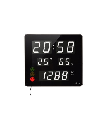 Reloj orium cep con medidor de co2 pantalla led alarma personalizable y sensor de infrarrojos 400x360x40 mm