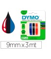 Cinta dymo 3d 9mm x 3mt para rotuladora omega/junior color azul/negro/rojo blister 3 unidades