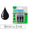 Cinta dymo 3d 9mm x 3mt para rotuladora omega/junior color negro blister 3 unidades