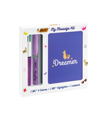 Set escritura bic 1 cuatro colores shine 1 fluorescente grip pastel 1 notebook