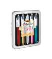 Boligrafo bic cuatro colores shine box caja metalica 5 unidades surtidas