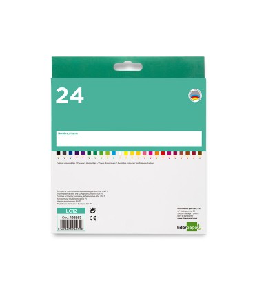 Lapices de colores acuarelables liderpapel caja de 24 unidades colores surtidos