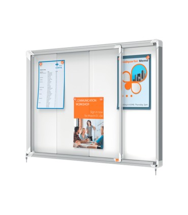 Vitrina de anuncios nobo premium plus magnetica con puerta corredera 8 x din a4 689x972x54 mm