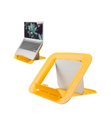 Soporte para portatil leitz ergo cosy ajustable 4 alturas color amarillo 310x50x247 mm