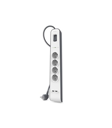 Regleta belkin bsv401vf2m proteccion sobretension 4 tomas 2 puertos usb boton apagado y encendido color