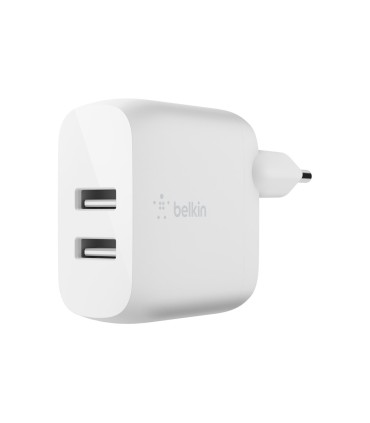 Cargador domestico belkin wcb002vfwh doble usb a boost charge 12wx2 color blanco