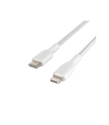 Cable trenzado belkin caa004bt1mwh usb c a lightning boost charge largo 1 m color blanco