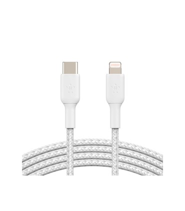 Cable trenzado belkin caa004bt1mwh usb c a lightning boost charge largo 1 m color blanco