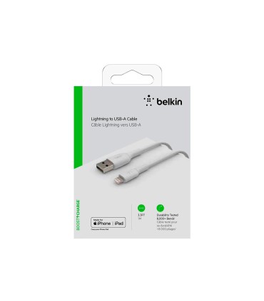 Cable lightning belkin caa001bt2mwh a usb a boost charge longitud 2 m color blanco