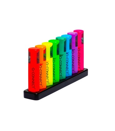 Rotulador q connect fluorescente neon punta biselada estuche de sobremesa 8 colores surtidos