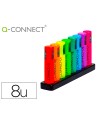 Rotulador q-connect fluorescente neon punta biselada estuche de sobremesa 8 colores surtidos