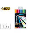 Rotulador bic intensity fine punta de fibra 0,4 mm blister de 10 unidades colores surtidos