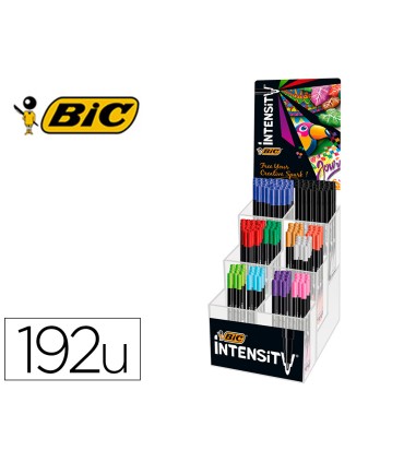 Rotulador bic intensity fine punta de fibra 04 mm expositor 192 unidades colores surtidos 160x130x345 mm