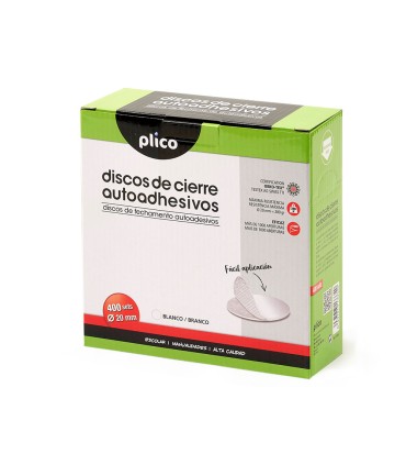 Disco de cierre plico velcro autoadhesivo 20 mm diametro color blanco caja de 400 unidades