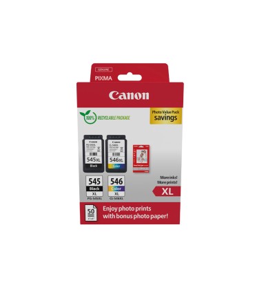 Ink jet canon photo value pixma mg2450 2550 multipack negro color pg545xl cl546xl 50 hojas papel foto 10x15 cm