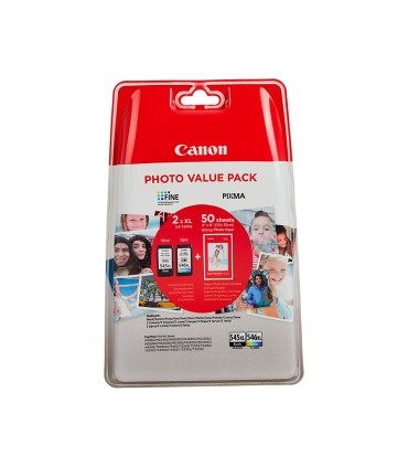 Ink jet canon photo value pixma mg2450 2550 multipack negro color pg545xl cl546xl 50 hojas papel foto 10x15 cm